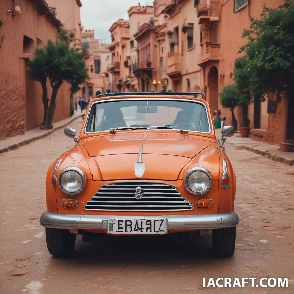 Je veux une image d' un touriste qui conduit une voiture de location au maroc 