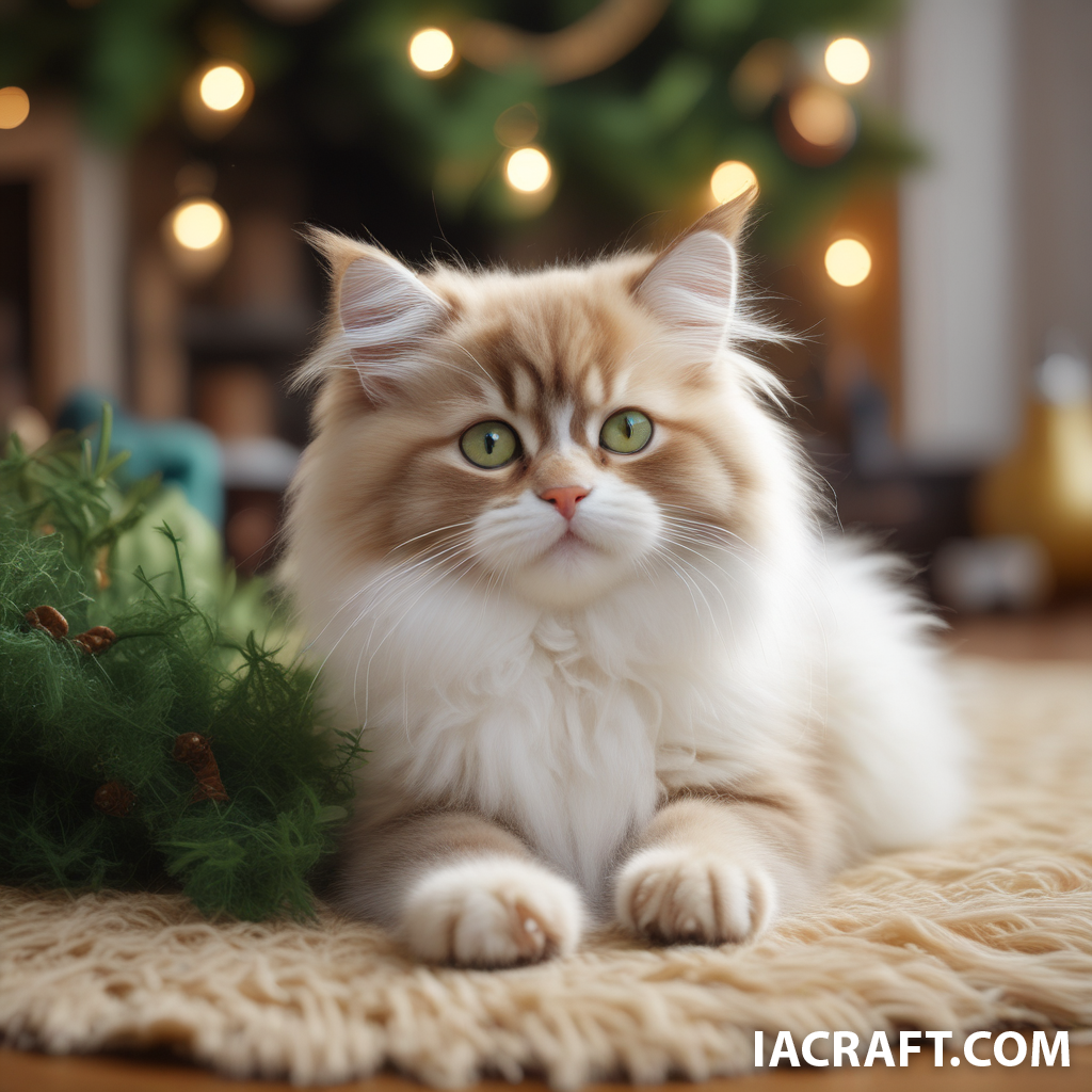 Ultra-realistic photo of a long-haired angora kitten with brown and black stripes, white “sock” paws...