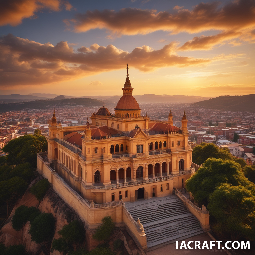 Ultra-realistic photo of the Rova Manjakamiadana (Queen's Palace) in Antananarivo, Madagascar, at su...