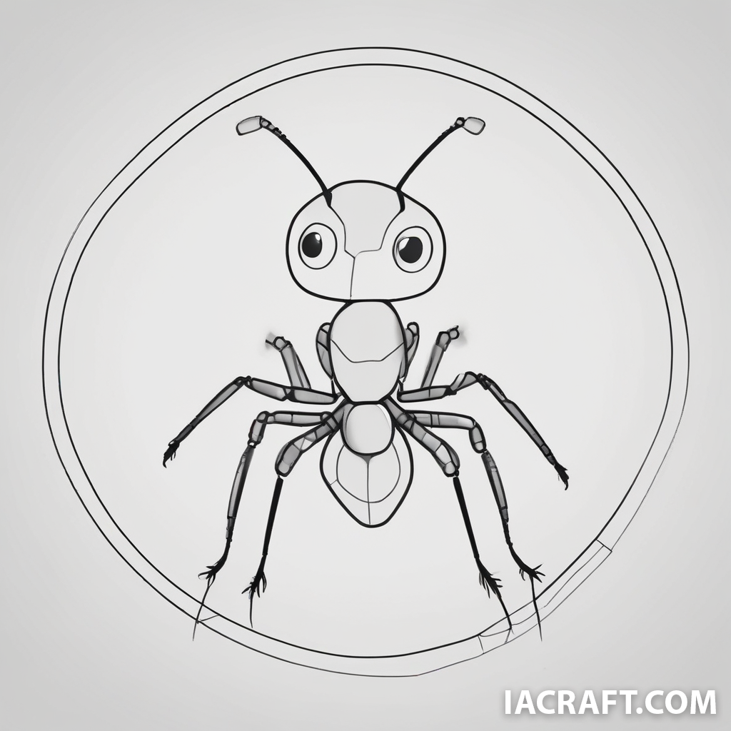 2D cartoon ant, simple geometric shapes (oval body, circle head), minimal flat colors, bold clean ou...