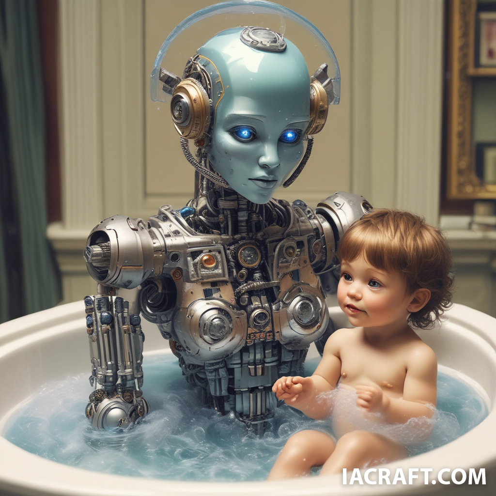 La femme robot saisie la jeune fille de force et la plongea